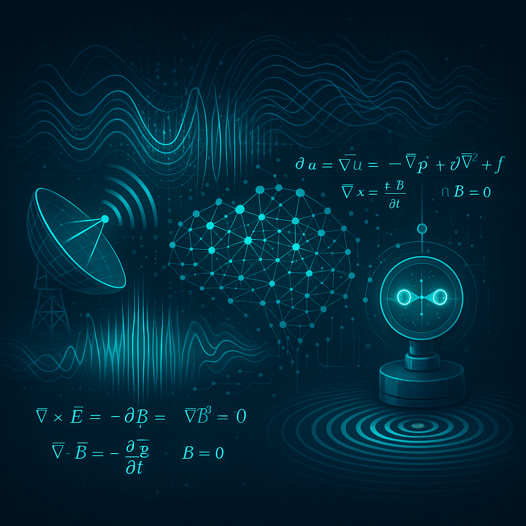 Abstract graphic showing convergence of AI, Robotics, and Physics