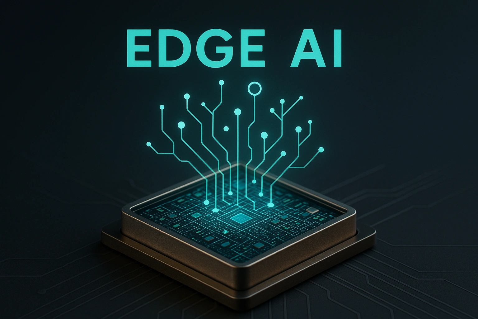 Conceptual graphic of AI processing on a hardware chip